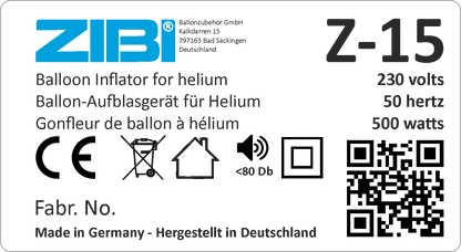 Z-15 - Ballon-Aufblasautomat für  Helium/230V