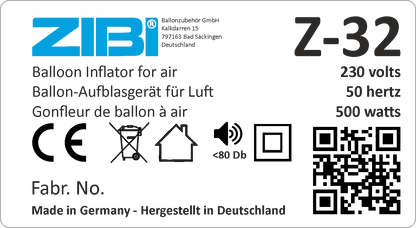Z-32 - Elektrisches Luftballon-Aufblasgerät