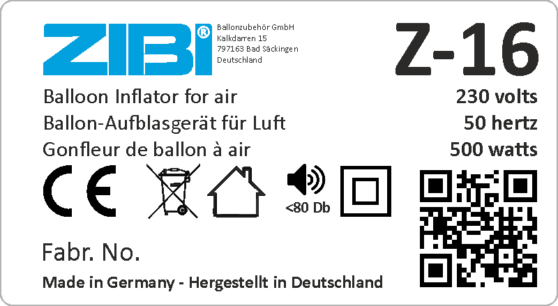 Z-16 - Elektrischer Luftballon-Aufblasautomat